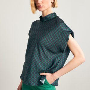 Green And Navy Blouse