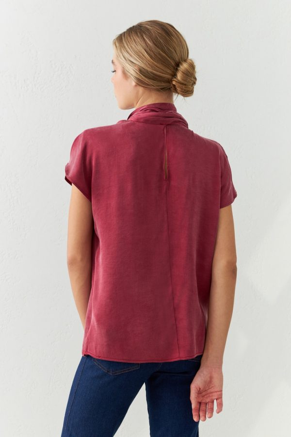 Neck and Sleeve Detailed Relaxed Cut Blouse - Image 4