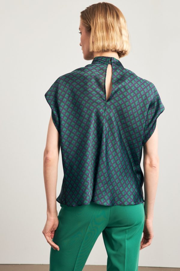 Green And Navy Blouse - Image 4