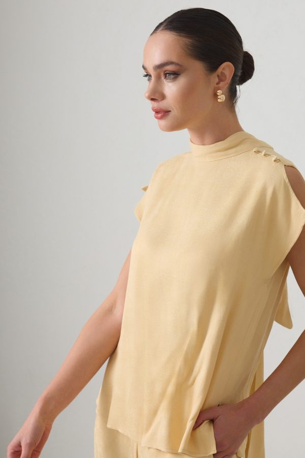 Yellow Blouse Detailed With Buttons On The Shoulders - Image 4