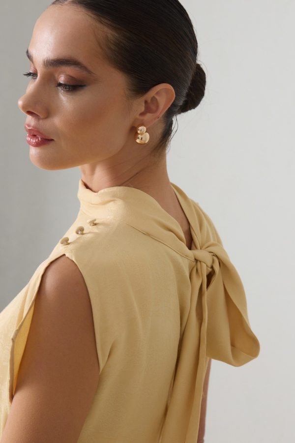 Yellow Blouse Detailed With Buttons On The Shoulders